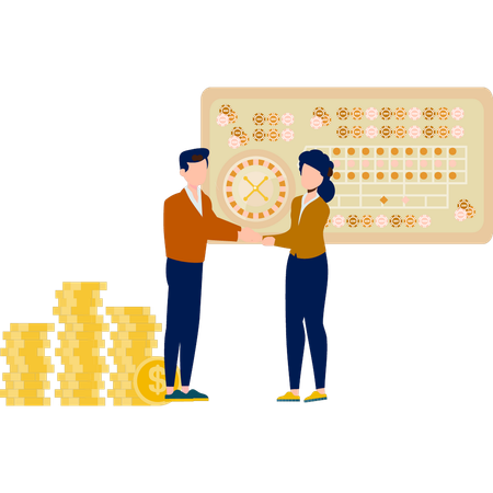 Man and woman dealing for gambling game  Illustration