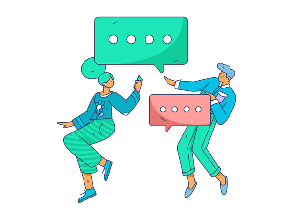 Man and woman discuss each other  Illustration