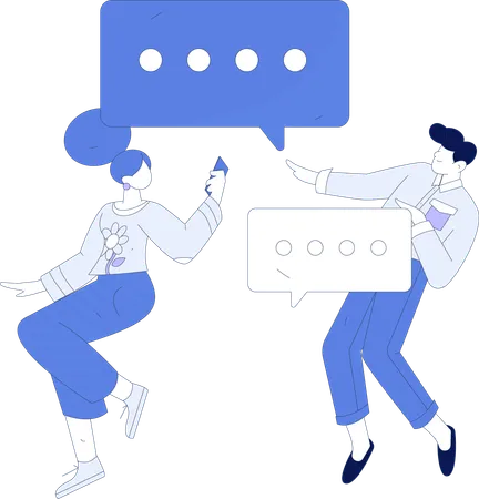 Man and woman discuss each other  Illustration