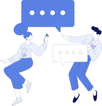 Man and woman discuss each other  Illustration