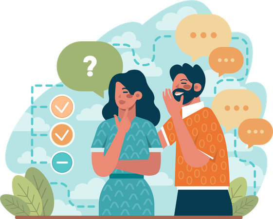 Man and woman discuss on business  Illustration