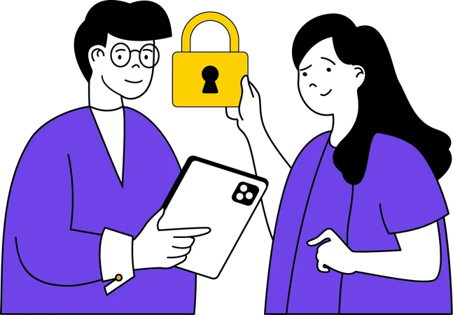 Man and woman discussing about security  Illustration