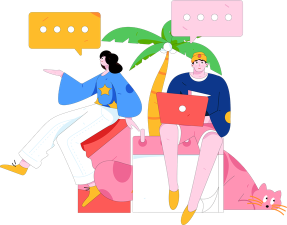 Man And Woman Discussing on travel planning  Illustration