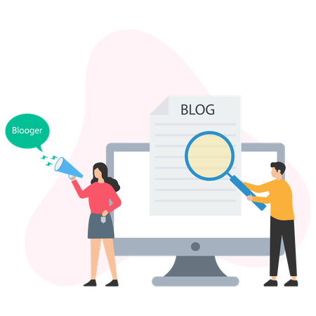 Man and woman doing Article Verification  Illustration