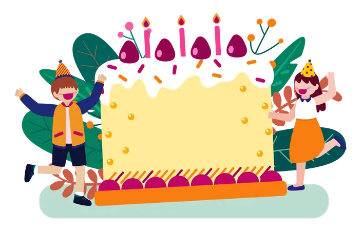Man and woman doing birthday party Illustration