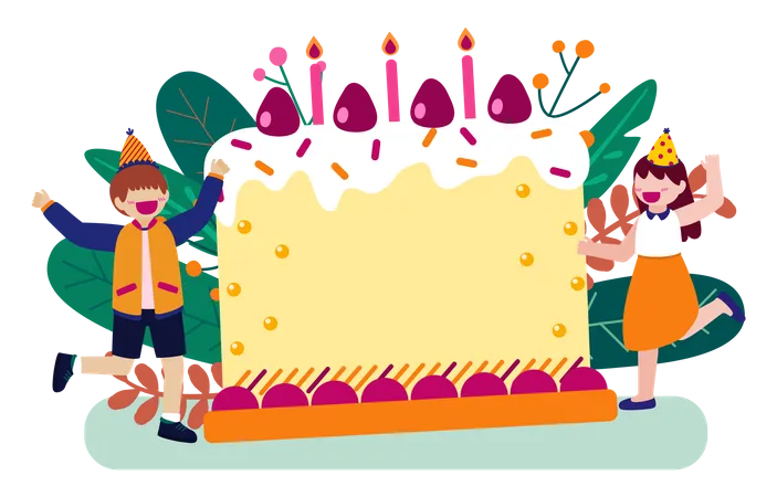 Man and woman doing birthday party  Illustration