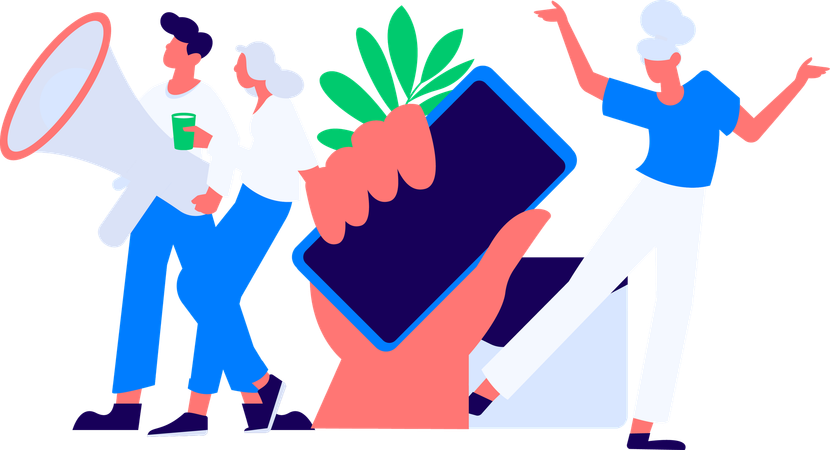 Man and woman doing business branding work  Illustration