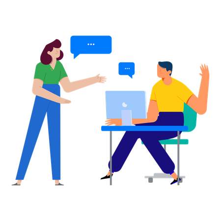 Man and woman doing Business communication  Illustration