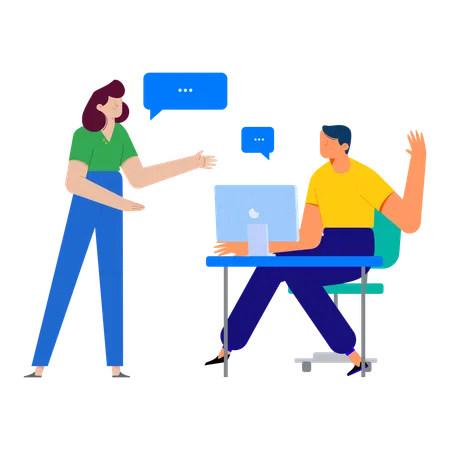 Man and woman doing Business communication  Illustration