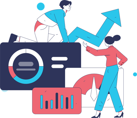 Man and woman doing business growth  Illustration