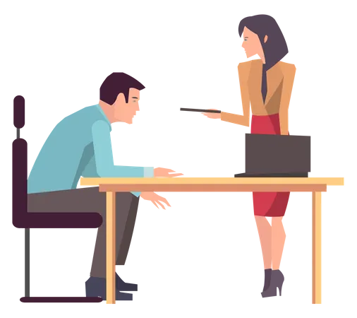 Man and woman doing business planning  Illustration