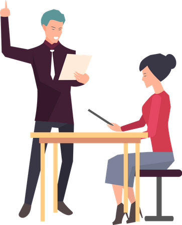Man and woman doing business talk  Illustration