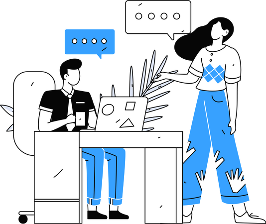 Man and woman doing business talk  Illustration