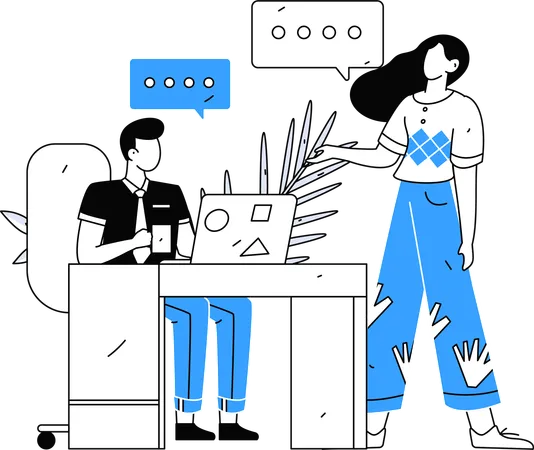 Man and woman doing business talk  Illustration