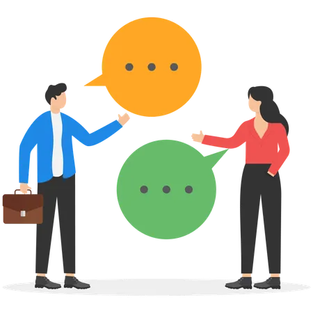 Man and woman doing business talk  Illustration