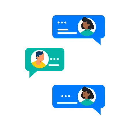 Man and woman doing chatting with chatbot  Illustration