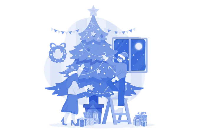 Christmas Decorations At Home Illustration