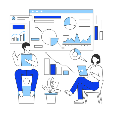 Man and woman doing Competitor Analysis  Illustration