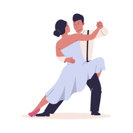 Man and woman doing dance  イラスト