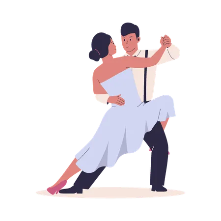 Couple Dances Man And Woman Romantic Dance Vector Data Illustration イラスト