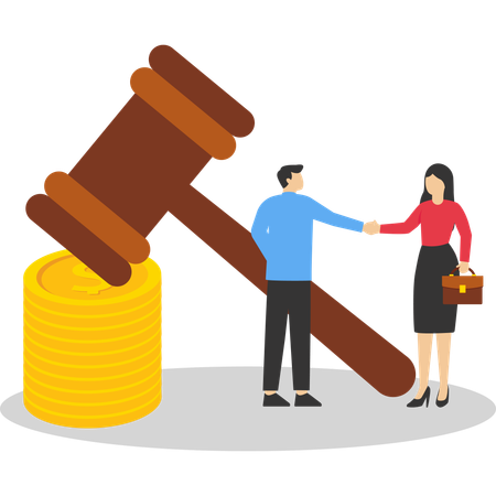 Man and woman doing financial deal  Illustration