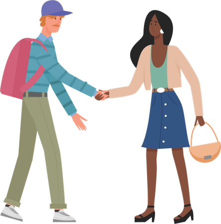 Man and woman doing handshake  Illustration