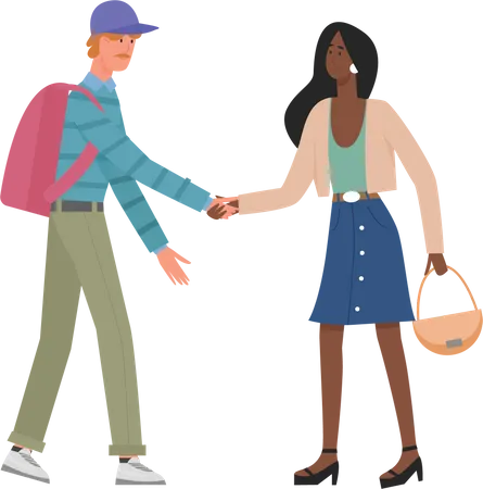 Man and woman doing handshake  Illustration