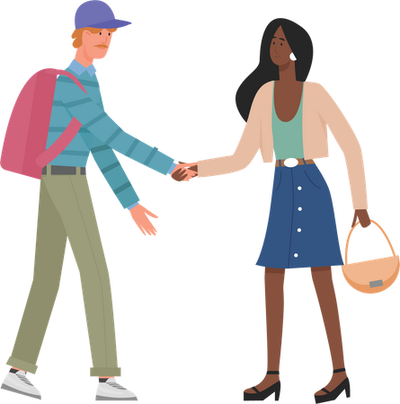 Man and woman doing handshake  イラスト