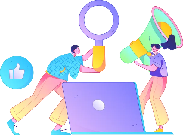 Man and woman doing marketing research  Illustration