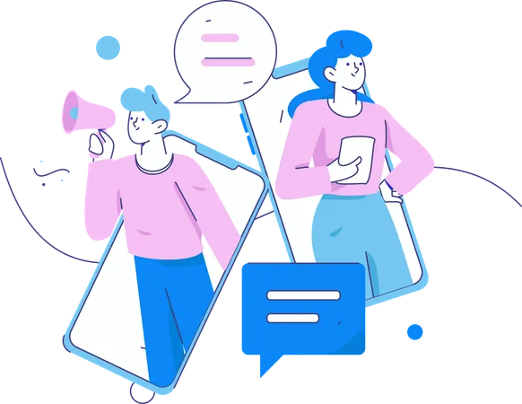 Man And Woman Doing online Communication  Illustration