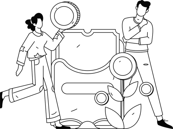 オンラインショッピングをする男性と女性  イラスト