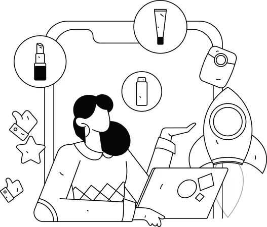 Man and Woman Doing Online Shopping  Illustration