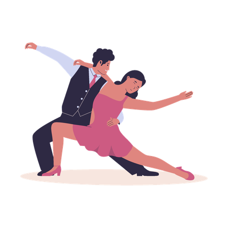 Man and woman doing salsa dance.  Illustration