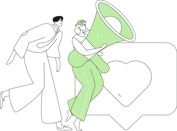Man and woman doing social media notification  Illustration