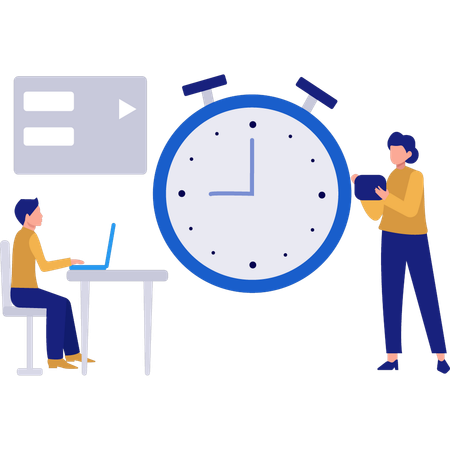 Man and woman doing work at office in working hours  Illustration