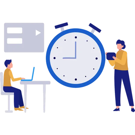 Man and woman doing work at office in working hours  Illustration