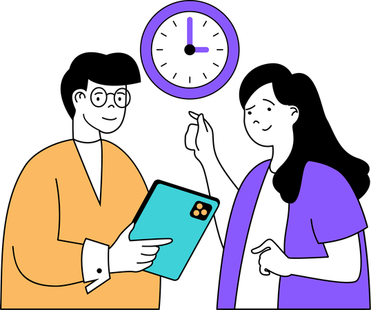 Man and woman doing work in working time  Illustration