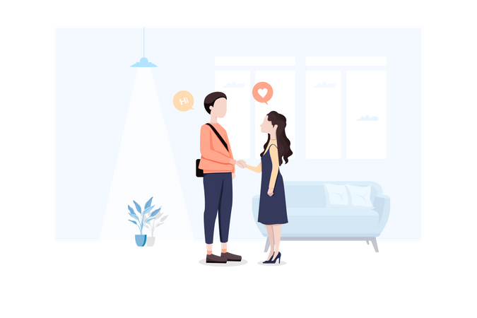 Man and woman fall in love  Illustration