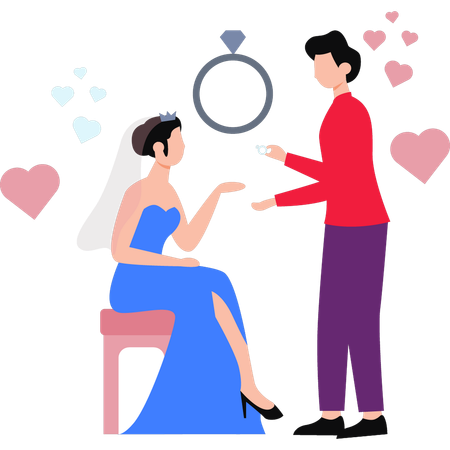 Man And Woman Getting Married  イラスト
