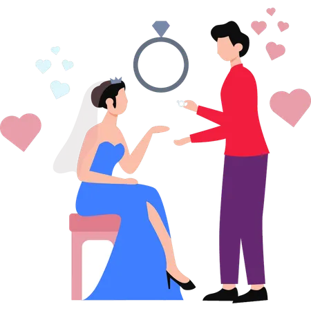 Man And Woman Getting Married  Illustration