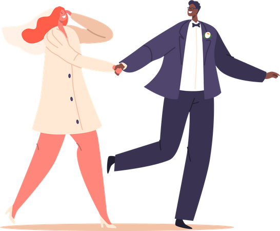 Man and Woman Getting Married  Illustration