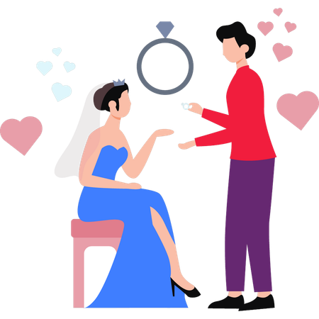 Man And Woman Getting Married  Illustration