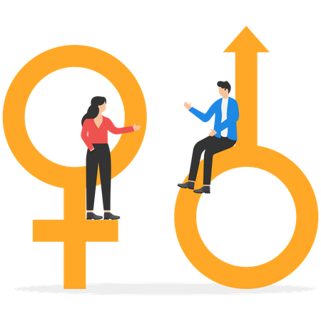 Man and woman giving high five  Illustration