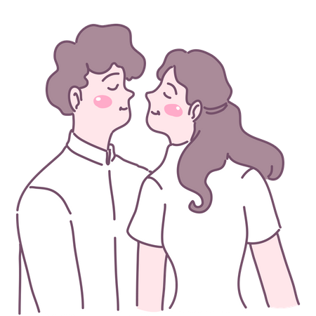 Man and woman going to kiss  Illustration