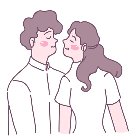 Man and woman going to kiss  Illustration