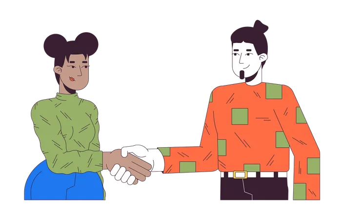 Man and woman handshake s  Illustration