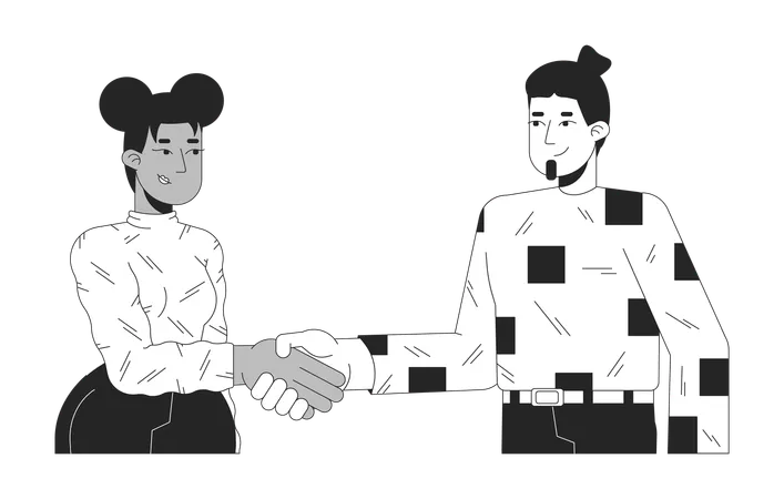 Man and woman handshake s  Illustration