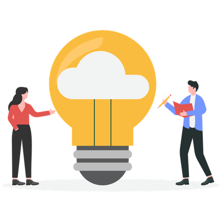 Man and woman having business idea  Illustration