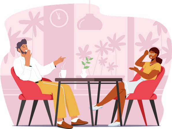 Man and woman having onversation  Illustration