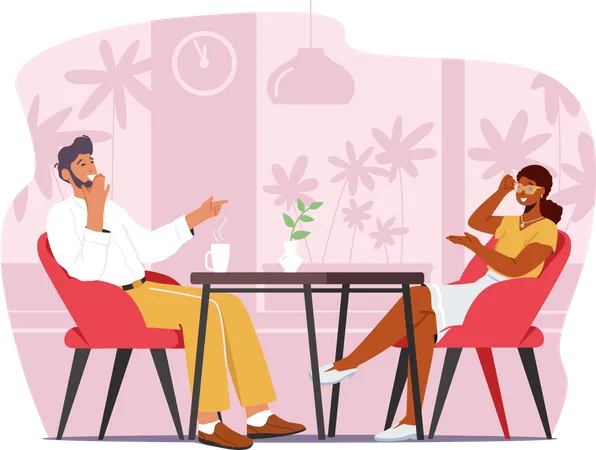 Man and woman having onversation  Illustration